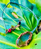 Labradorite Monstera Leather Necklace