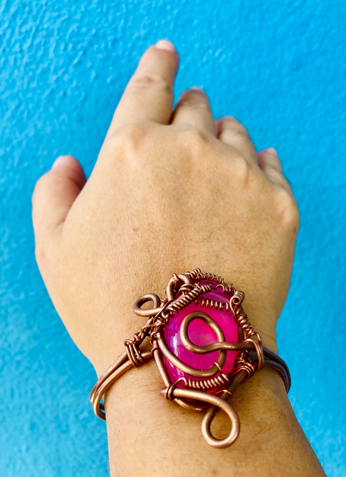 Adjustable Pink Onyx Cuff