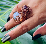 Opalite Amethyst Adjustable Ring