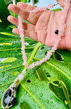 Obsidian Moon Rose Quartz Adjustable Necklace