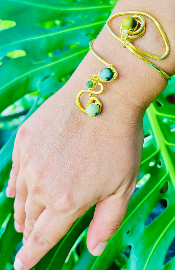 Eternal Eye Yellow Turquoise Brass Cuff