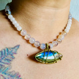 Large Purple Labradorite White Onyx Necklace