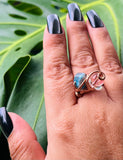 Adjustable Apatite Rose Copper Ring