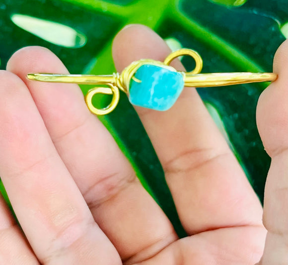 Amazonite Adjustable Brass Bracelet