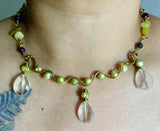 Chandelier Quartz Brass Necklace