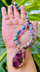 Cosmic Amethyst Lava Necklace
