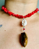 Tigerseye Cowrie MOP Adjustable Necklace
