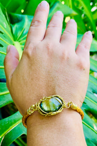 Labradorite Eye Leather Bracelet