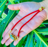 Adjustable Labradorite Red Bracelet
