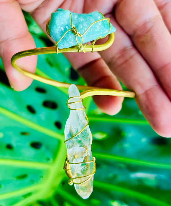 Peruvian Quartz Druzy Brass Cuff