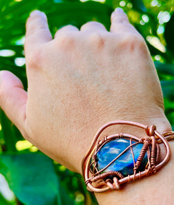 Rainbow Spectrolite Labradorite Copper Cuff
