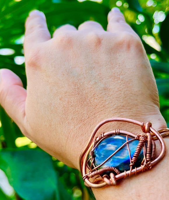 Rainbow Spectrolite Labradorite Copper Cuff