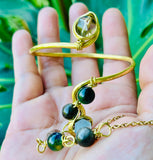 Smokey Quartz Blue Labradorite Brass Panja