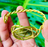 Labradorite Tear Brass Cuff