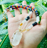 Peruvian Dolphin Quartz Citrine Pearl Choker / Necklace