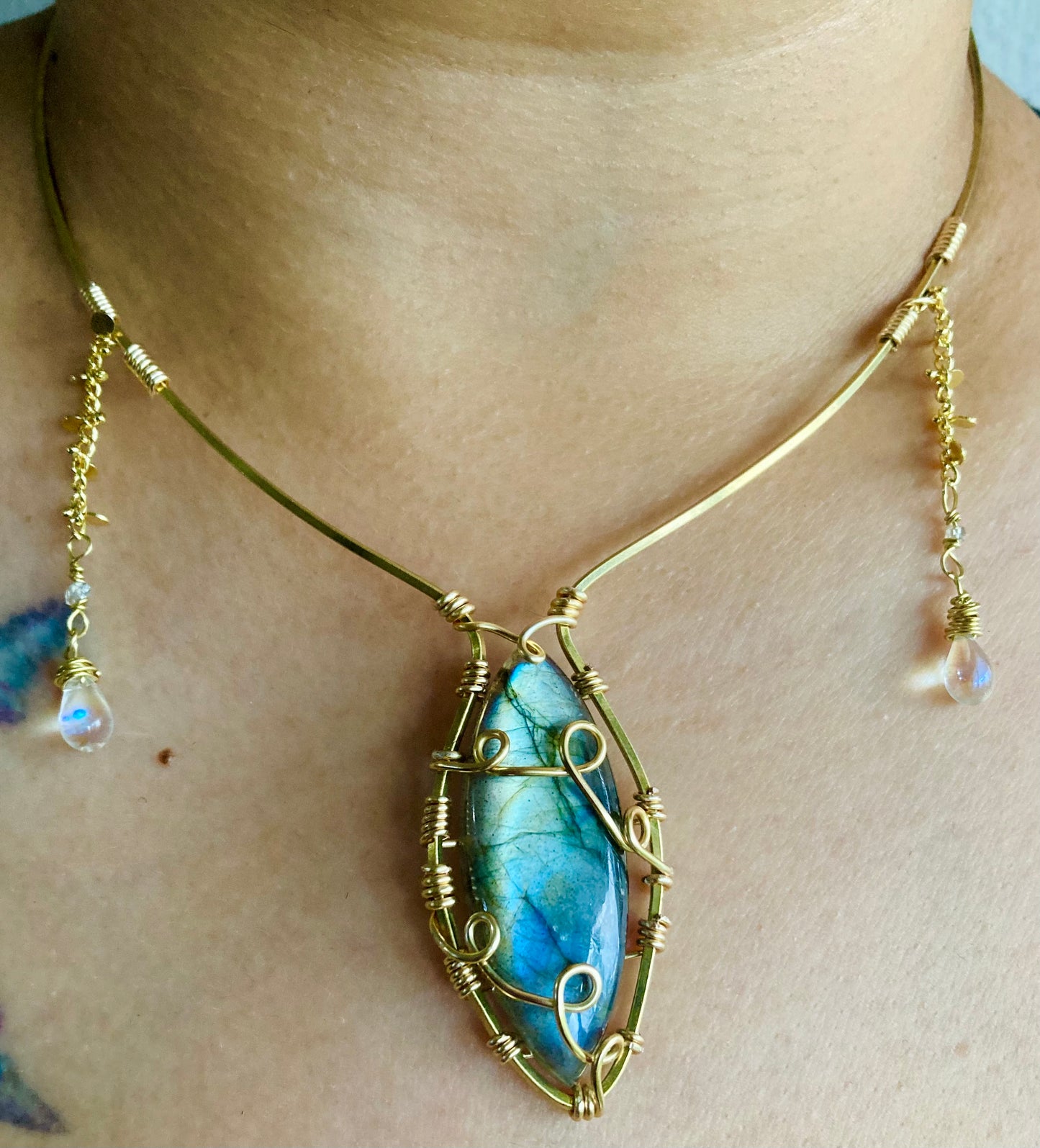 Marquis Labradorite Herkimer Necklace