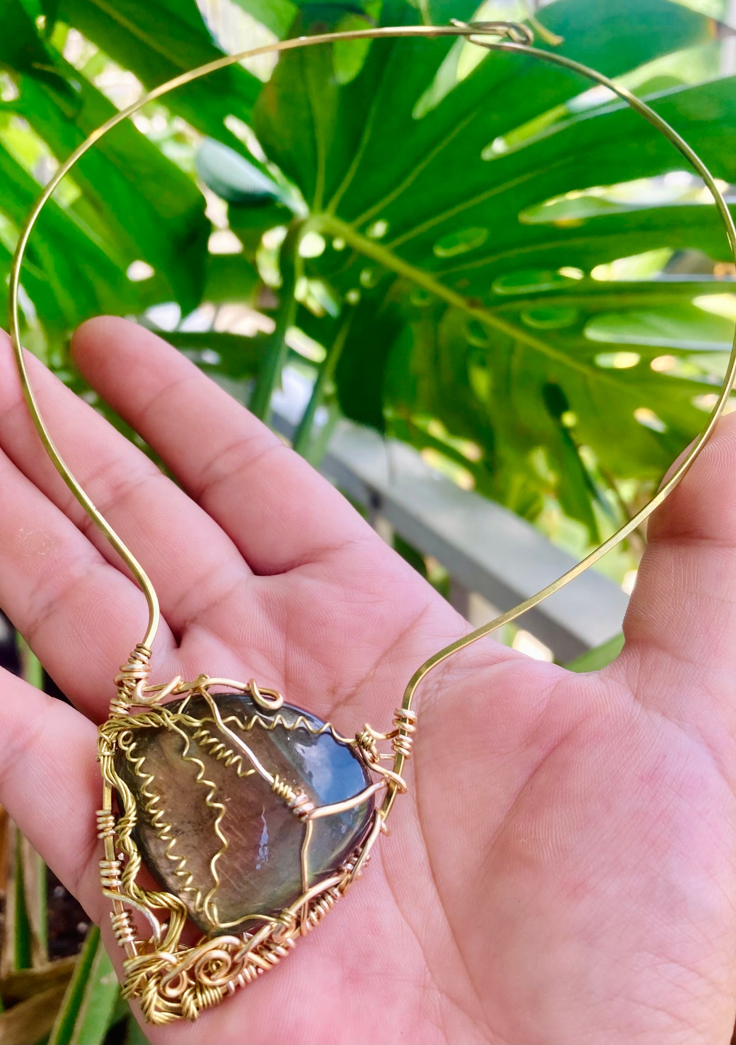 Purple Labradorite Halo Necklace