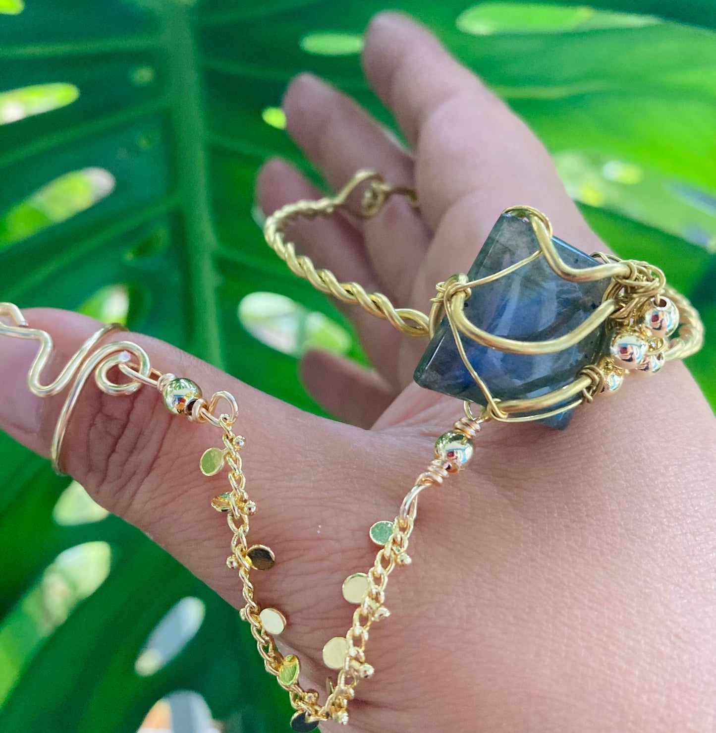 Midnight Labradorite Brass Panja