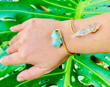 Peruvian Quartz Druzy Brass Cuff