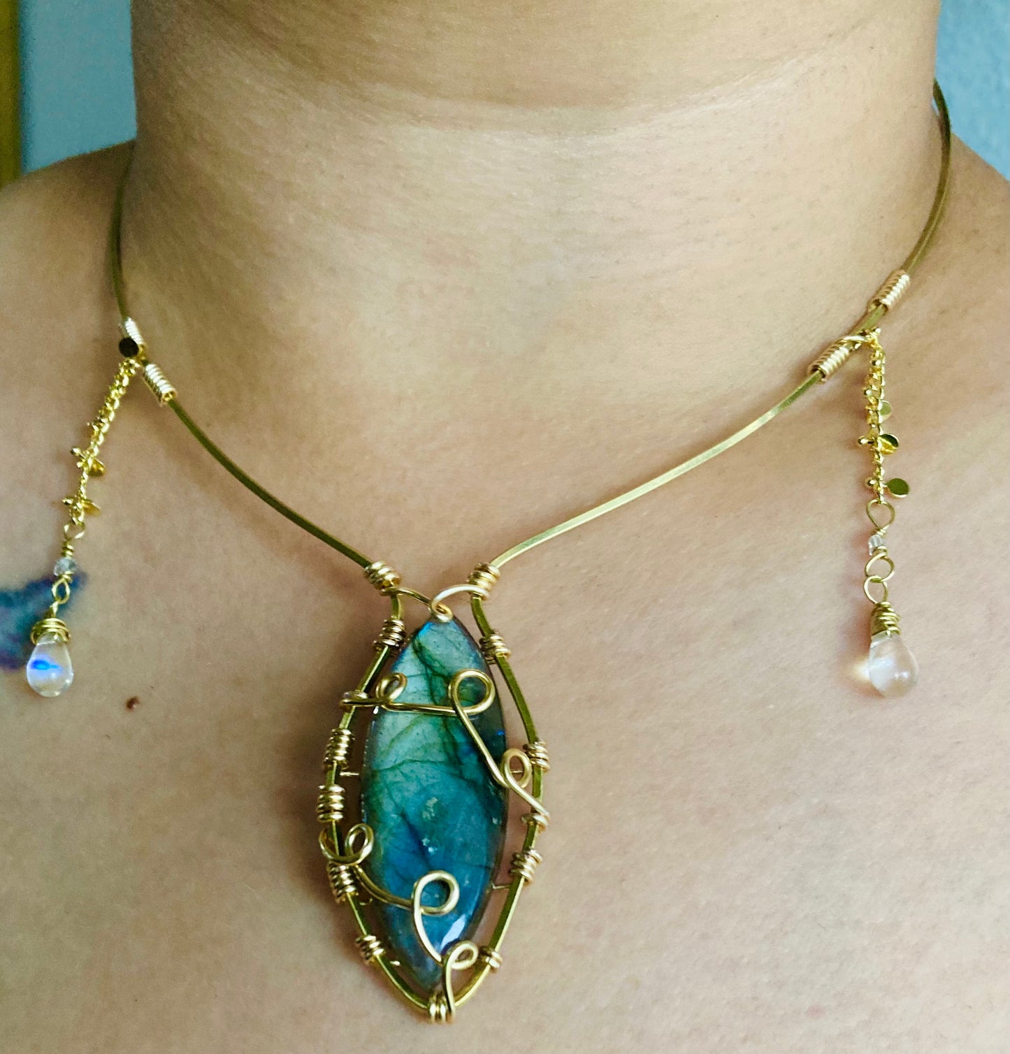 Marquis Labradorite Herkimer Necklace