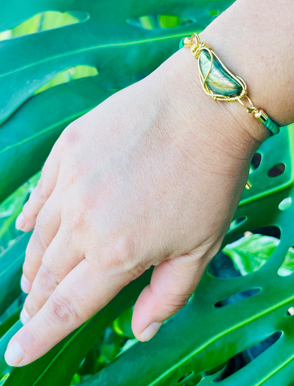 Adjustable Labradorite Green Bracelet