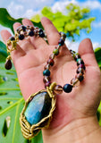 Smokey Labradorite Agate Turquoise Necklace