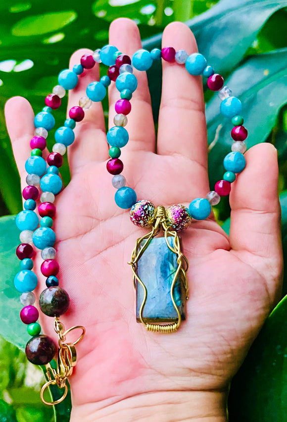 Blue Rainbow Labradorite Necklace