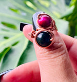 Adjustable Goldstone Tigerseye Copper Ring