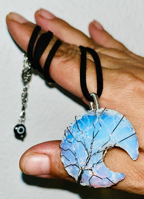 Sacred Opalite Moon Protective Adjustable Pendant