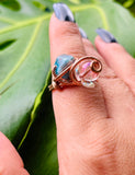 Adjustable Apatite Rose Copper Ring