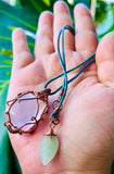 Rose Quartz Leather Necklace