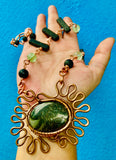 Indigo Jasper~ Fluorite ~Lava Necklace