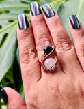Adjustable Rose Quartz Goldstone Copper Ring