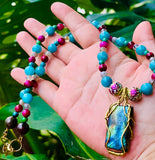 Blue Rainbow Labradorite Necklace