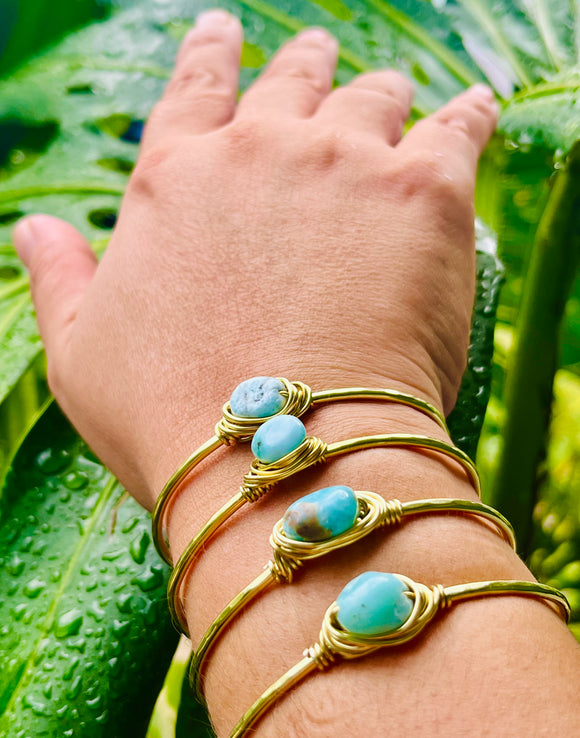 Larimar Brass Cuffs