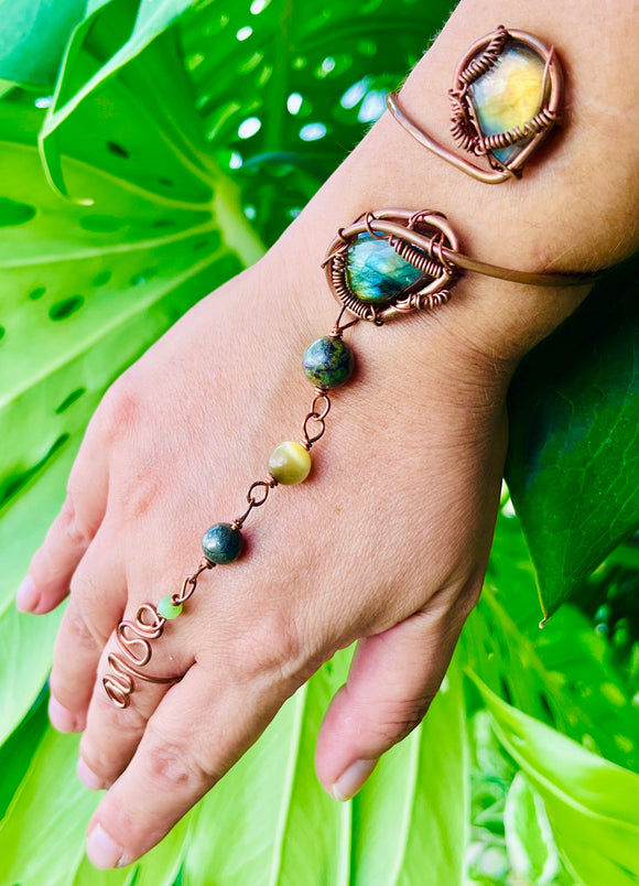 Golden Labradorite Tears Copper Panja