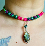 Watermelon Jasper Labradorite African Turquoise Choker