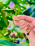 Amethyst Crystal Moon Brass Panja