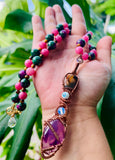 Amethyst Star Agate Epidote Necklace