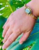 Labradorite Eye Leather Bracelet