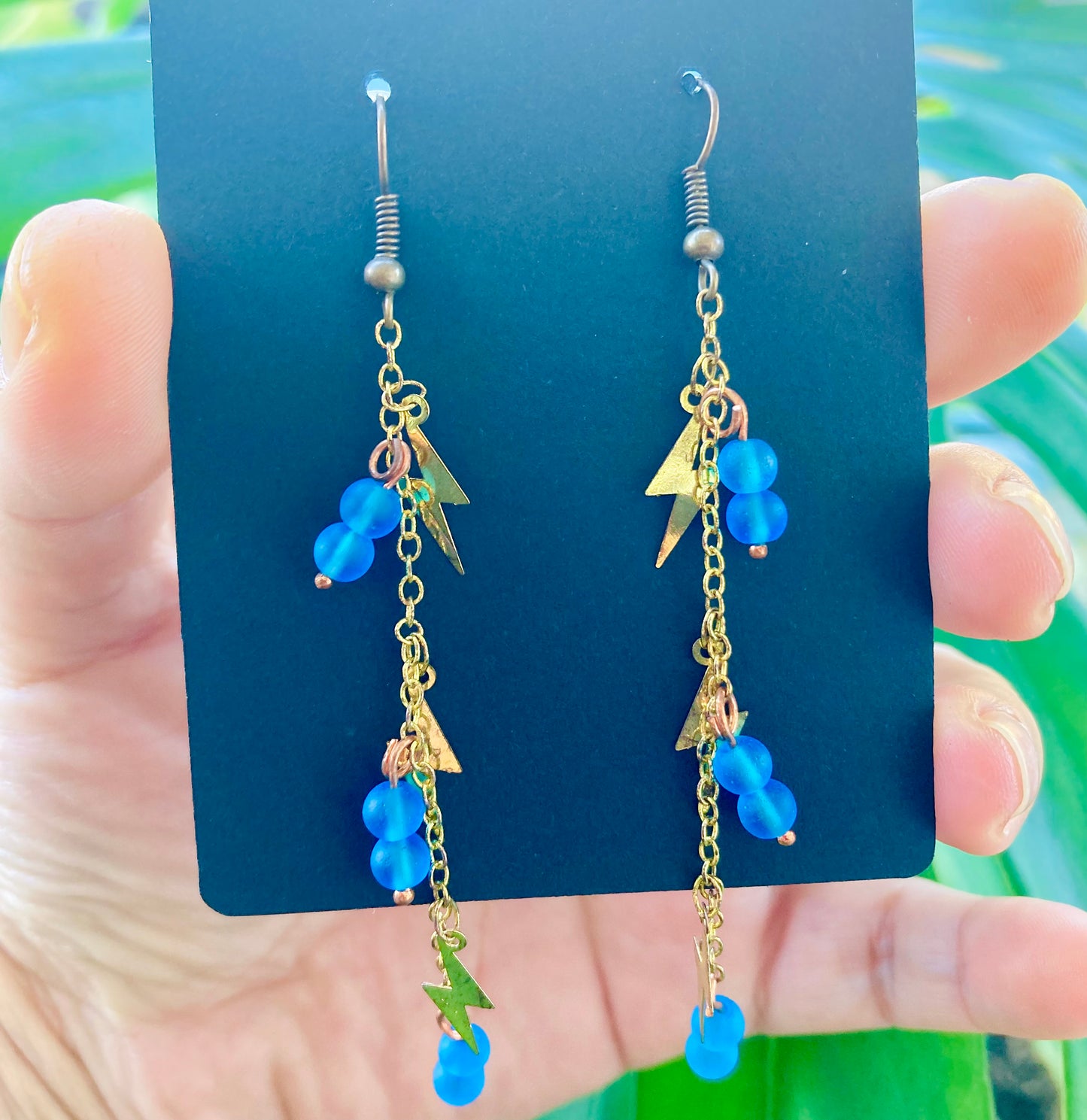 Sea Blue Lightning Earrings