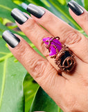 Pink Moon Blue Tigerseye Adjustable Ring