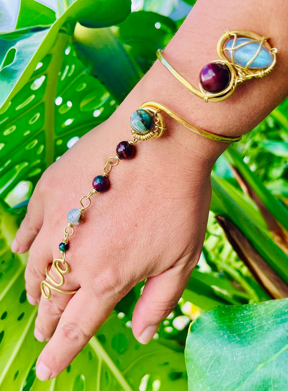 Tawny Blues Labradorite Brass Panja