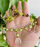 Chandelier Quartz Brass Necklace