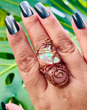 Rose Quartz Moon Adjustable Ring