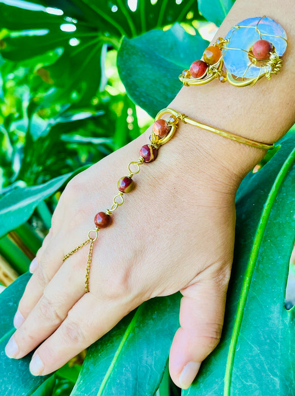 Opalite Moon Red Jasper Brass Panja