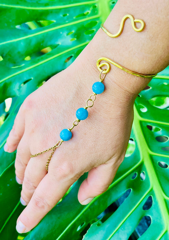 Blue Chalcedony Brass Panja