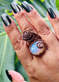 Opalite Amethyst Adjustable Ring