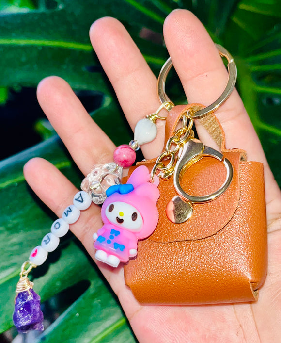 Mini Amethyst Earbud Holder Purse Charm
