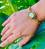 Labradorite Eye Leather Bracelet